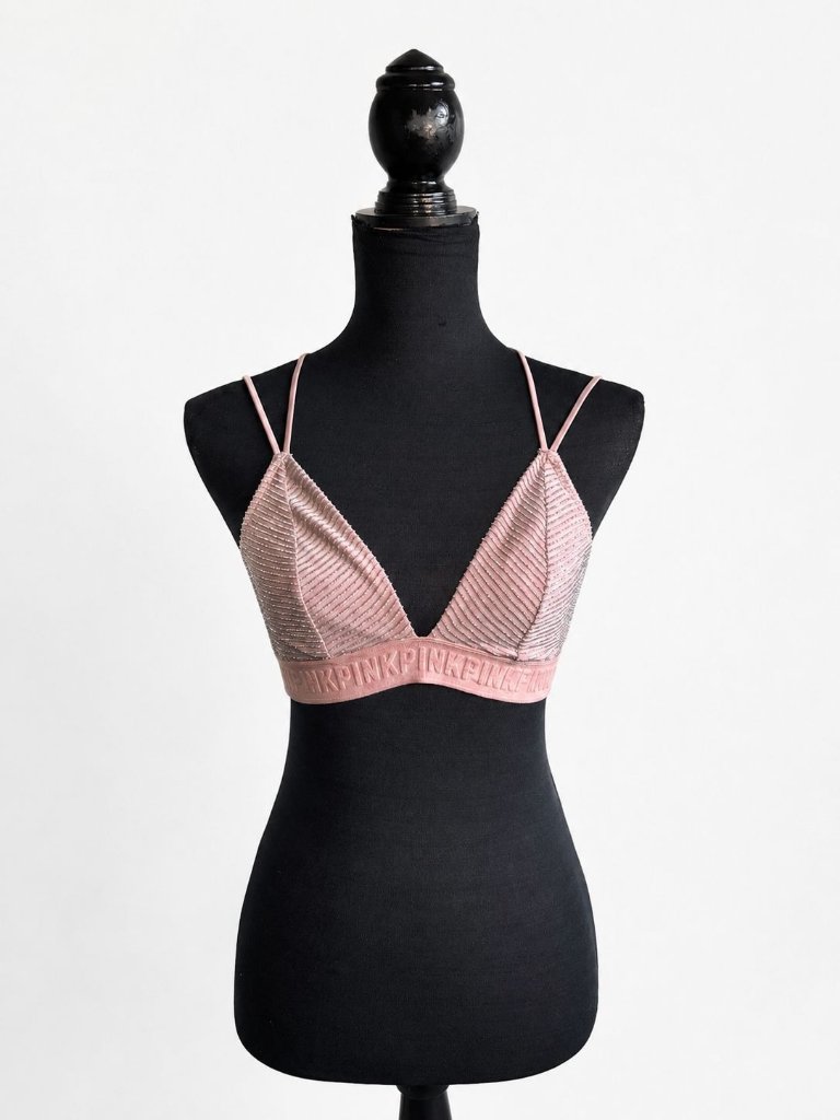 Pink Victoria’s Secret Shimmer Strappy Bralette Size M (Fits 34c/34d)
